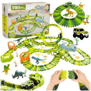 TOR WYŚCIGOWY PARK DINOZAURÓW mega tor samochodowy auta nie wypadają 324el.