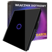 WŁĄCZNIK DOTYKOWY CZARNY SZKLANY POJEDYNCZY