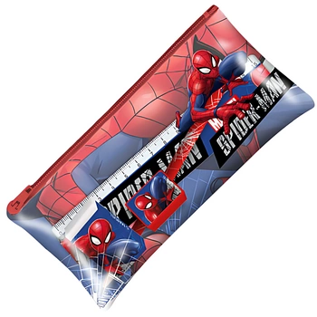 ZESTAW SZKOLNY PIÓRNIK Spiderman Ołówek Temperówka Gumka Linijka Notatnik