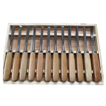 DŁUTA RZEŹBIARSKIE KOMPLET 12 ELEMENTÓW do obróbki drewna Kraft&Dele