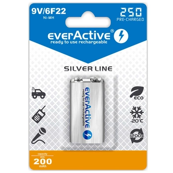 AKUMULATOREK 9V Silver Line everActive 200 mAh