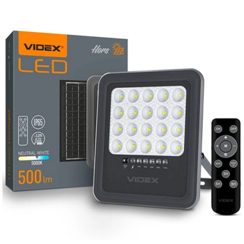 Naświetlacz solarny LED 500lm 5000mAh neutralny biały + pilot sterowania