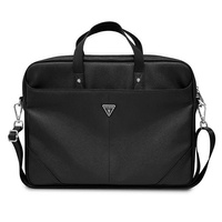 Guess Torba Saffiano Triangle Logo 4G czarny na 16-calowym notebook