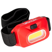 LATARKA CZOŁOWA NA BATERYJNA CZERWONA 3 TRYBY dioda COB 150lm IP44 Vayox