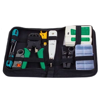 Zestaw Narzędzi Sieciowych 9 Elementów Tester Kabli LAN 9w1 - Kraft&Dele