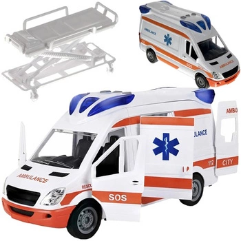 POGOTOWIE KARETKA AMBULANS NOSZE W ZESTAWIE + SYGNAŁY DŹWIĘKOWE I ŚWIETLNE