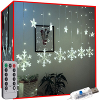 KURTYNA ŚWIETLNA SOPLE PŁATKI I GWIAZDKI PILOT LED