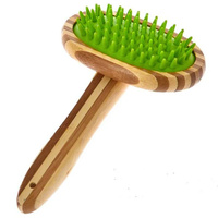 Szczotka sylikonowa do kąpieli dla zwierząt uchwyt bambusowy