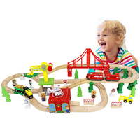 KOLEJKA DO ZABAWY DREWNIANA Z WAGONAMI DUŻY ZESTAW KOMPLETNE MIASTO 80el.