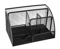 ORGANIZER NA BIURKO czarny przybornik na biurko pojemny i trwały - 6 komór