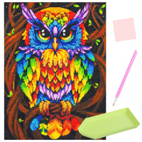 HAFT DIAMENTOWY MOZAIKA 5D KOLOROWA SOWA ROZWIJA KREATYWNOŚĆ I WYOBRAŹNIĘ